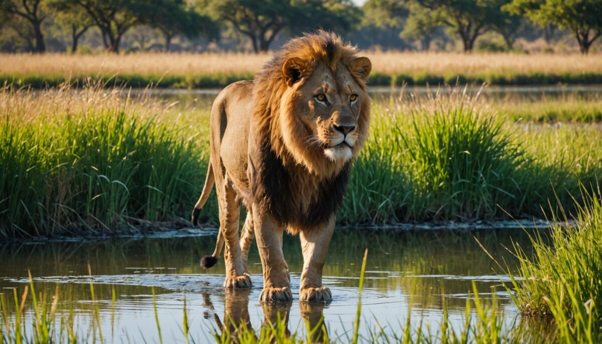 Le lion maladroit à l'eau : une fable sur le courage et la persévérance